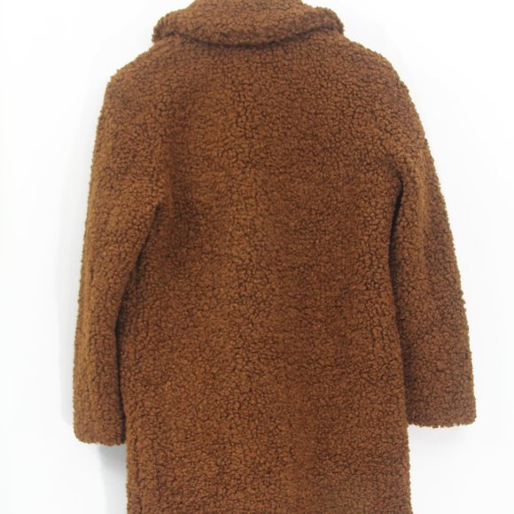Zara Teddy Bear Coat XS NEW Women Brown Fuzzy Winter Jacket Faux Shearling - Picture 7 of 10